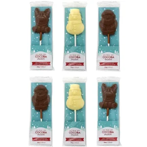 Cocoba Chocolate Toppings>Christmas Lollipop Multipack (6 Lollipops)