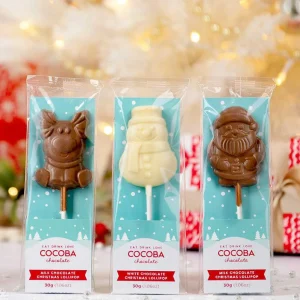 Cocoba Chocolate Toppings>Christmas Lollipop Multipack (6 Lollipops)