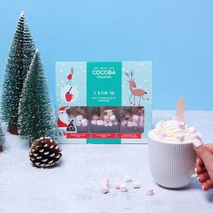Cocoba Chocolate Hot Chocolate Spoons>Christmas Marshmallow Hot Chocolate Spoons (3 Spoons)