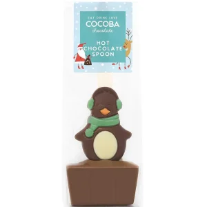 Cocoba Chocolate Hot Chocolate Spoons>Christmas Penguin Milk Chocolate Hot Chocolate Spoon