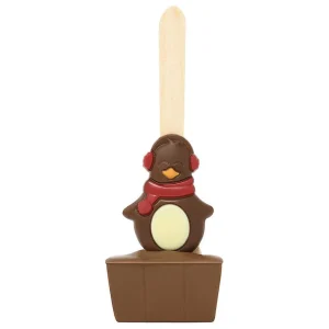Cocoba Chocolate Hot Chocolate Spoons>Christmas Penguin Milk Chocolate Hot Chocolate Spoon