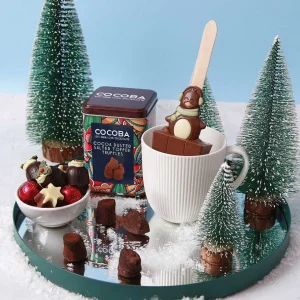 Cocoba Chocolate Hot Chocolate Spoons>Christmas Penguin Milk Chocolate Hot Chocolate Spoon
