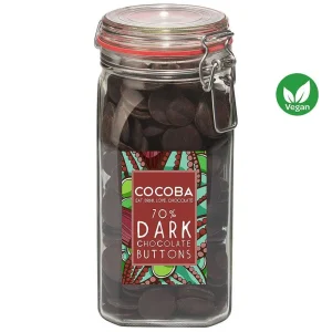 Cocoba Chocolate Chocolate Button Jars>70% Dark Chocolate Buttons Jar