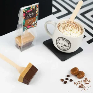 Cocoba Chocolate Hot Chocolate Spoons>Half & Half Caramel Mocha Hot Chocolate Spoon