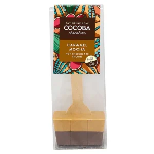 Cocoba Chocolate Hot Chocolate Spoons>Half & Half Caramel Mocha Hot Chocolate Spoon