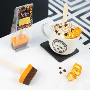 Cocoba Chocolate Hot Chocolate Spoons>Half & Half Chocolate Orange Hot Chocolate Spoon