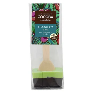 Cocoba Chocolate Hot Chocolate Spoons>Half & Half Mint Chocolate Hot Chocolate Spoon