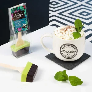 Cocoba Chocolate Hot Chocolate Spoons>Half & Half Mint Chocolate Hot Chocolate Spoon