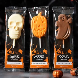 Cocoba Chocolate Chocolate Lollipops>Halloween Orange Chocolate Pumpkin Lollipop