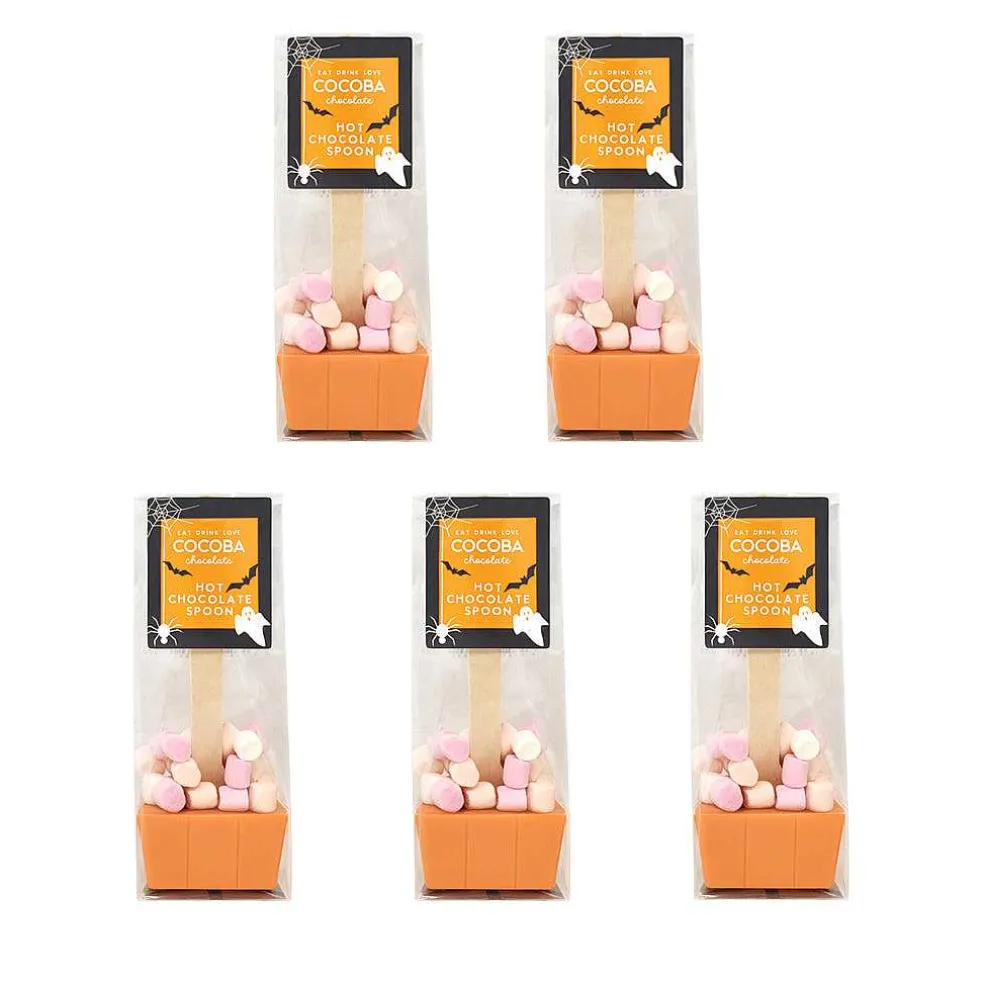 halloween_orange_hot_choc_0.webp Cocoba Chocolate Hot Chocolate Spoons>Halloween Orange Hot Chocolate Spoon Multipack (5 Spoons)