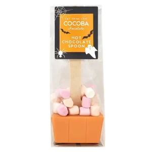 Cocoba Chocolate Hot Chocolate Spoons>Halloween Orange Hot Chocolate Spoon With Marshmallows