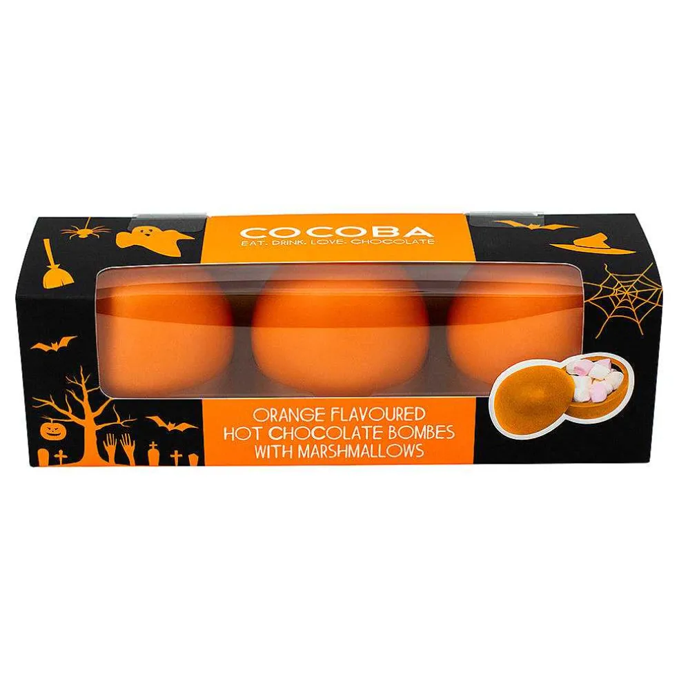 halloween_orange_hot_choc_2-1.webp Cocoba Chocolate Hot Chocolate Bombs>Halloween Orange Hot Chocolate Bombes With Marshmallows (3 Bombes)
