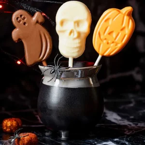 Cocoba Chocolate Party Bag Fillers>Halloween White Chocolate Skull Lollipop