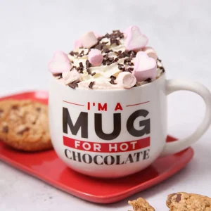 Cocoba Chocolate Hot Chocolate Bombs>Heart Marshmallow Hot Chocolate Bombe & Mug Gift Set