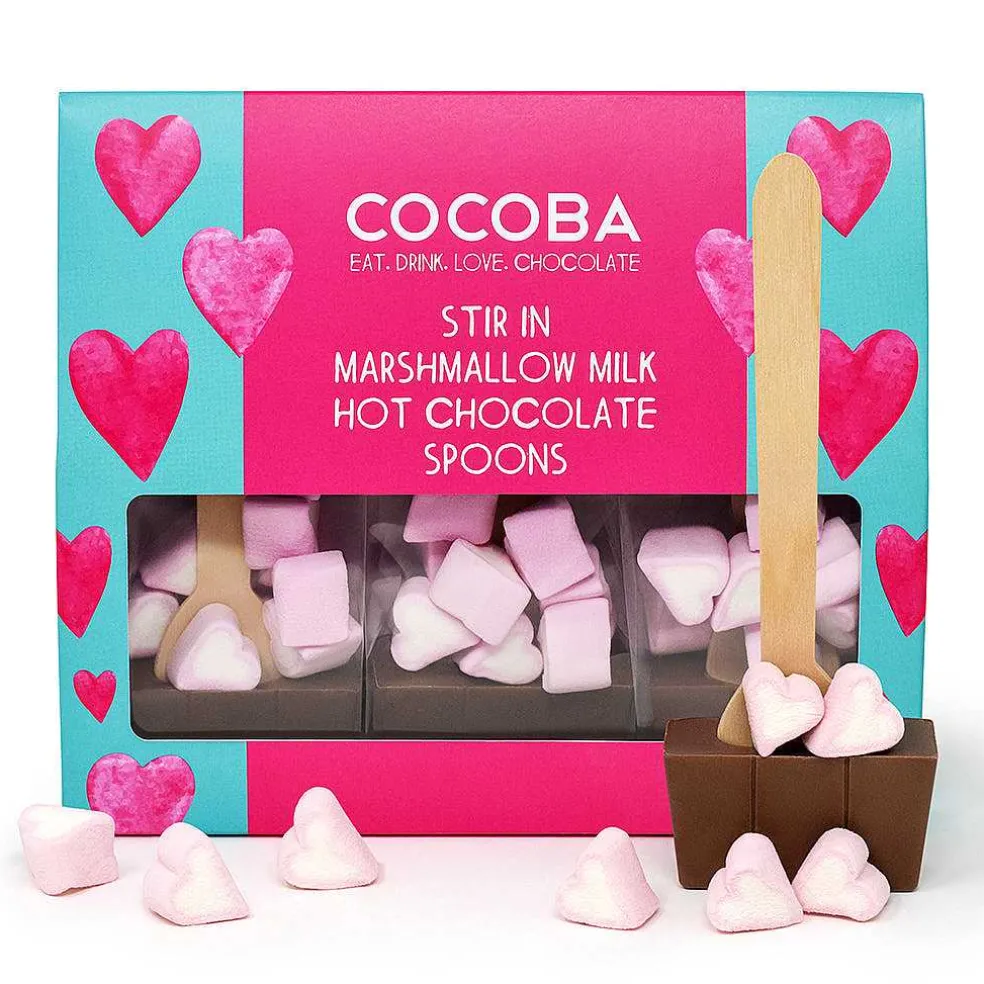 heart_marshmallow_hot_cho_3.webp Cocoba Chocolate Hot Chocolate Spoons>Heart Marshmallow Hot Chocolate Spoon Gift Set (3 Spoons)