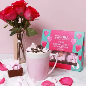 Cocoba Chocolate Hot Chocolate Spoons>Heart Marshmallow Hot Chocolate Spoon Gift Set (3 Spoons)