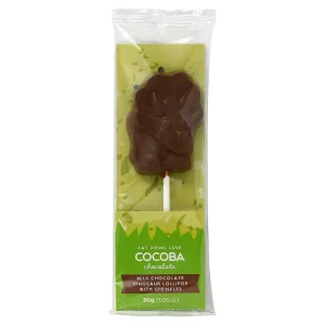 Cocoba Chocolate Party Bag Fillers>Milk Chocolate Triceratops Lollipop With Sprinkles
