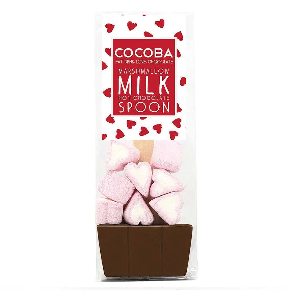 milk_hot_chocolate_spoon__2.webp Cocoba Chocolate Hot Chocolate Spoons>Milk Hot Chocolate Spoon With Heart Marshmallows