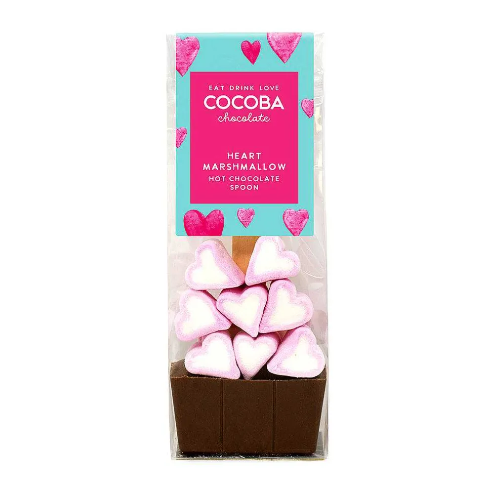 milk_hot_chocolate_spoon__3.webp Cocoba Chocolate Hot Chocolate Spoons>Milk Hot Chocolate Spoon With Heart Marshmallows