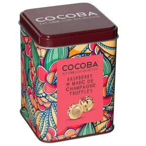 Cocoba Chocolate Toppings>Raspberry And Marc De Champagne Truffles Gift Tin
