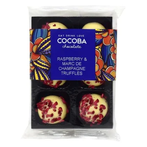 Cocoba Chocolate Chocolate Truffle Trays>Raspberry And Marc De Champagne Truffles (6 Truffles)