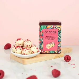 Cocoba Chocolate Toppings>Raspberry And Marc De Champagne Truffles Gift Tin