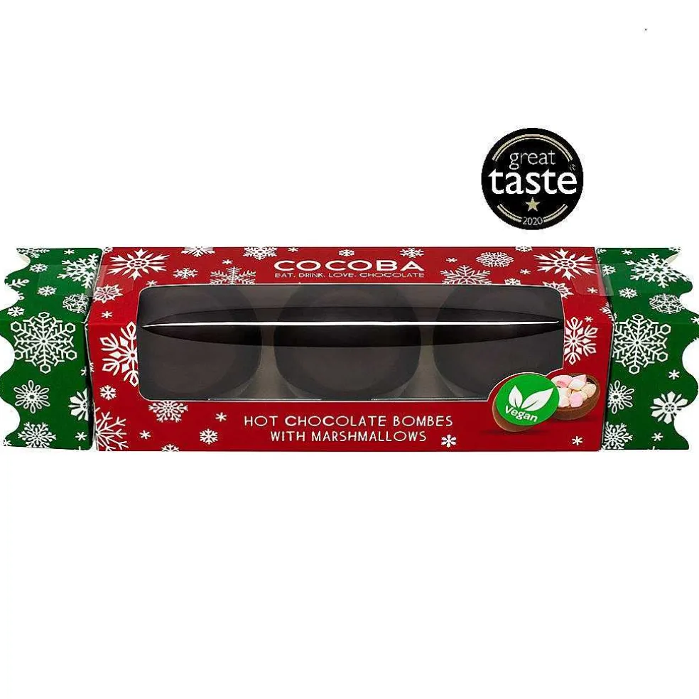 vegan_dark_hot_chocolate__2.webp Cocoba Chocolate Hot Chocolate Bombs>Vegan Dark Hot Chocolate Bombe Cracker With Marshmallows