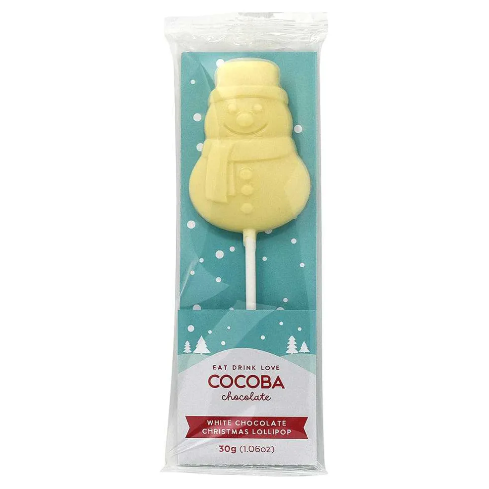 white_chocolate_snowman_l_1.webp Cocoba Chocolate Party Bag Fillers>White Chocolate Snowman Lollipop