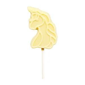 Cocoba Chocolate Miniature Chocolate Bars>White Unicorn Lollipop With Sprinkles